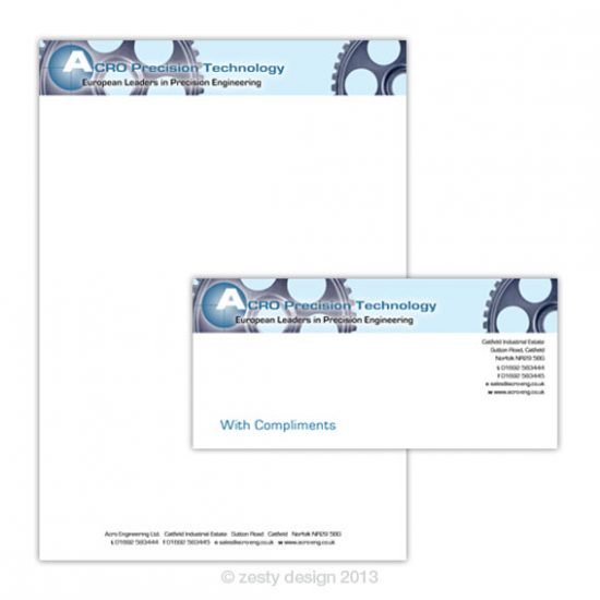 Acro Precision Technology stationery design