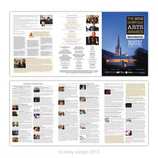 Norfolk Arts Awards 2012 programme design