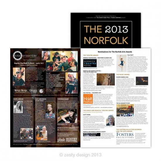 Norfolk Arts Awards 2013 programme design