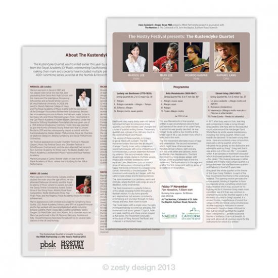 Kustendyke Quartet leaflet design
