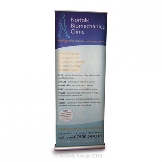 Norfolk Biomechanics Clinic pull up banner design