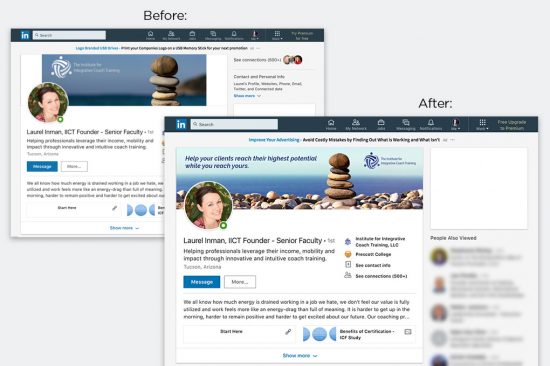 IICT case study: before and after picture for LinkedIn channel