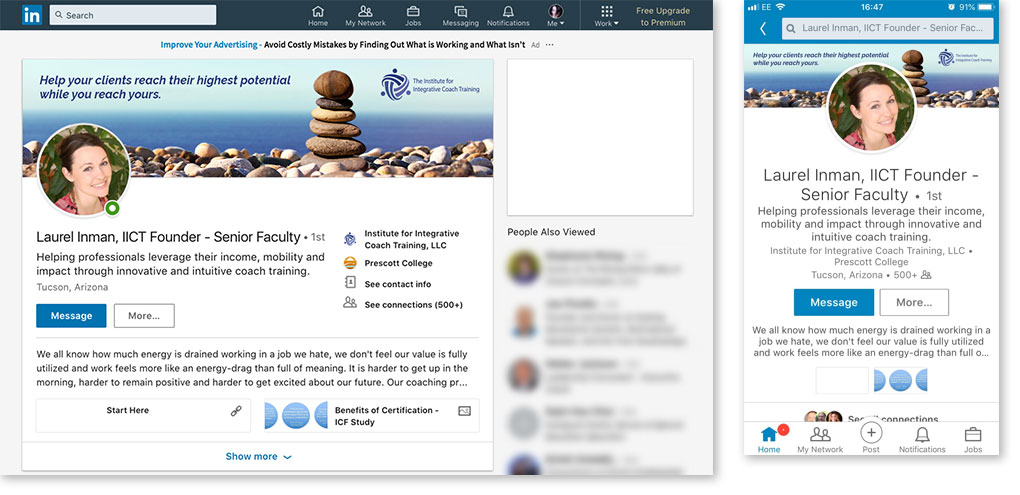 IICT LinkedIn header image on computer and phone