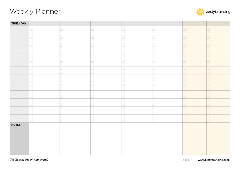 Zesty weekly planner (blank)